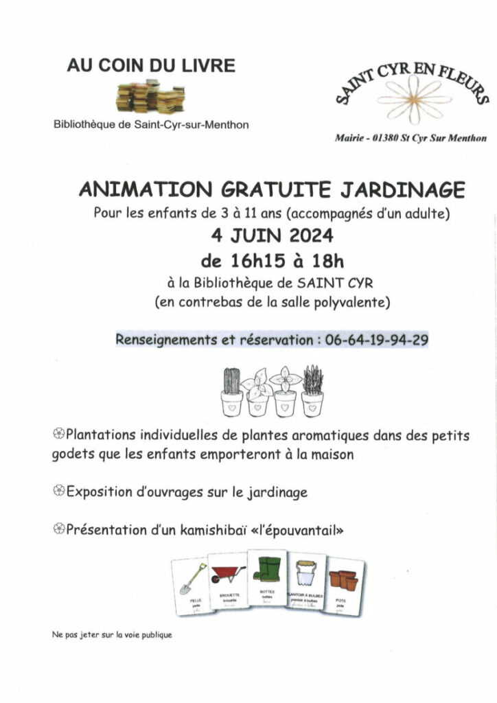 Affiche Animation Jardinage à la bibliothèque