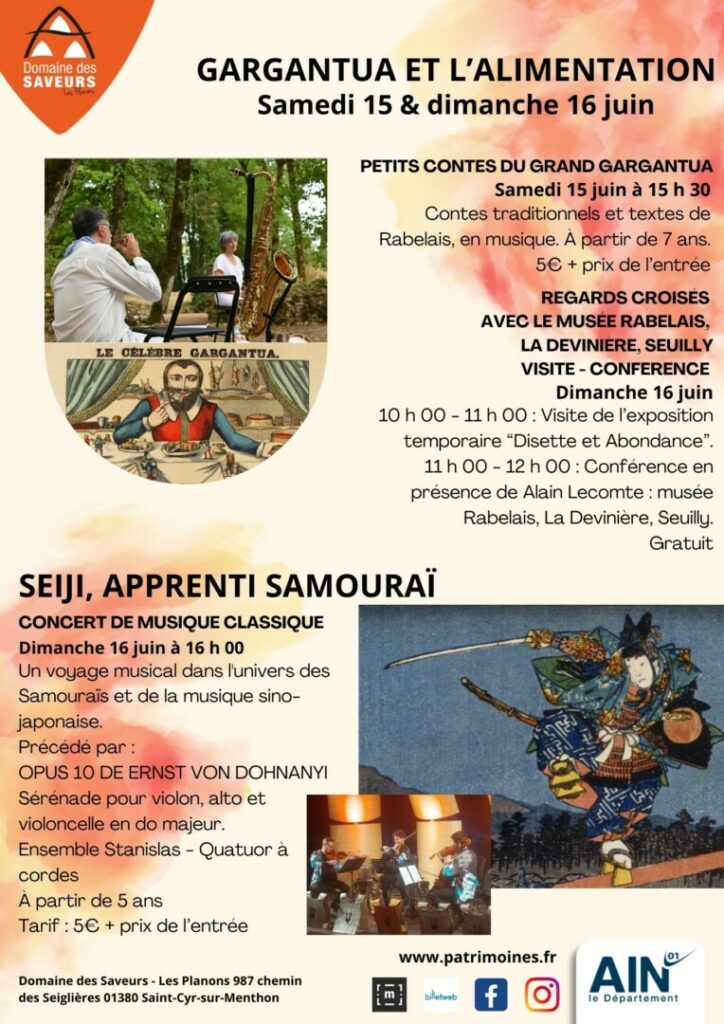 Affiche Evénements 15 et 16 Juin au Domaine des Saveurs - Les Planons 
