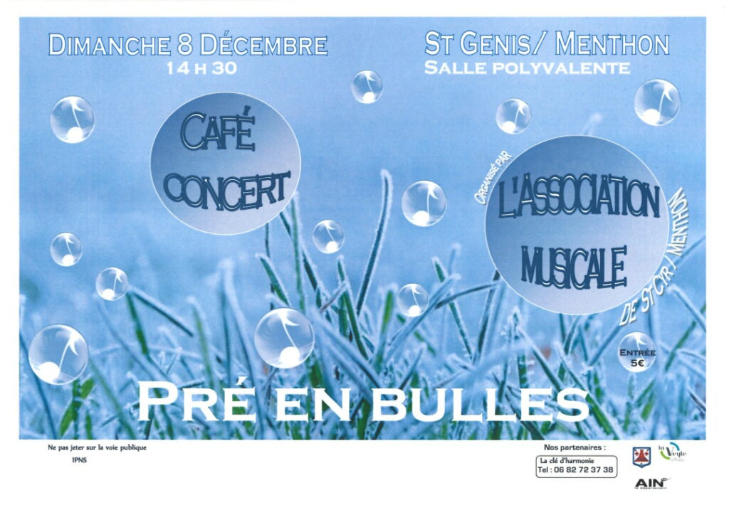 Affiche du Concert du 8 décembre de l'association musicale