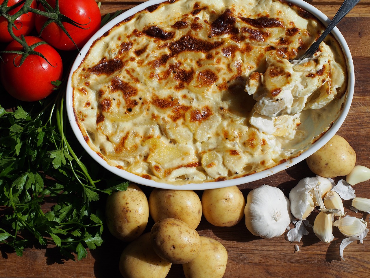 cream, potatoes, gratin