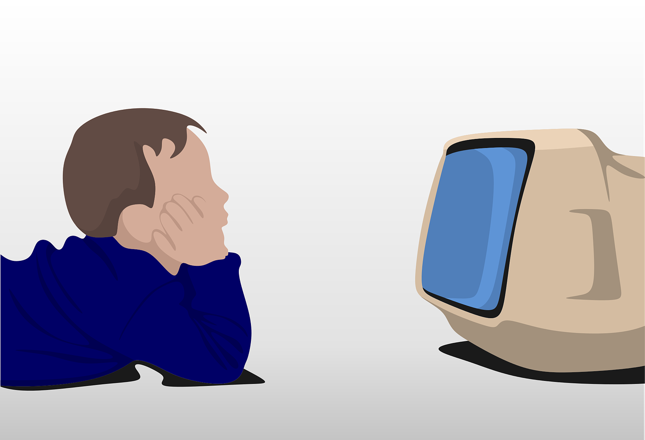 watching, tv, kid