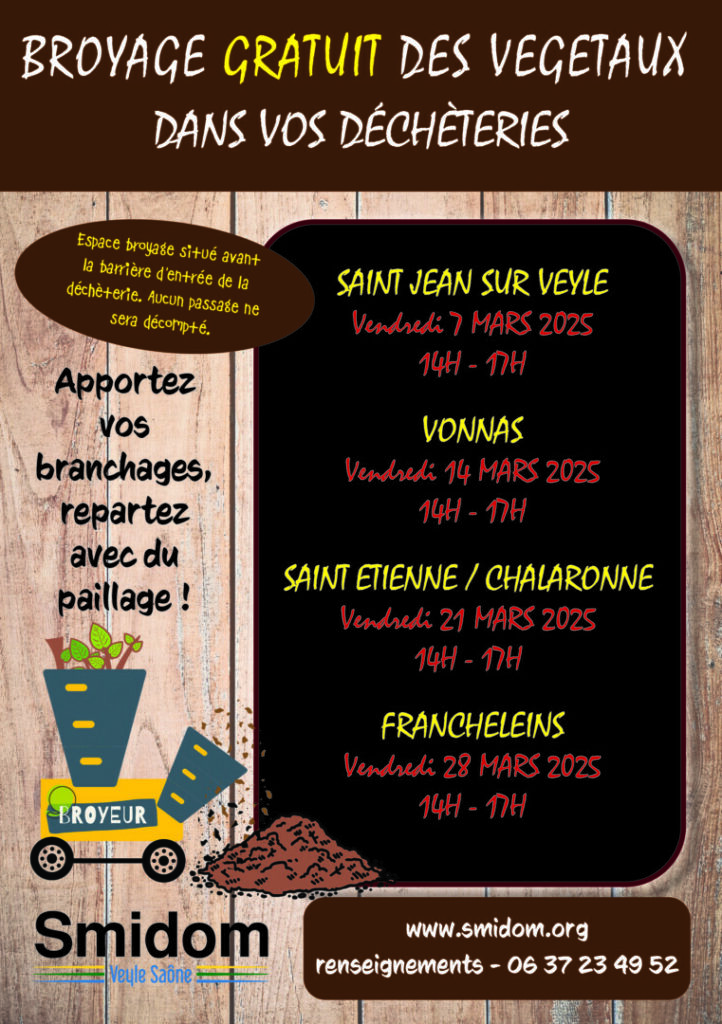Broyage végétaux SMIDOM en déchèterie