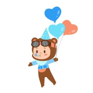kid, bear, costume, balloons, happy birthday, party, baby, joy, cute, love