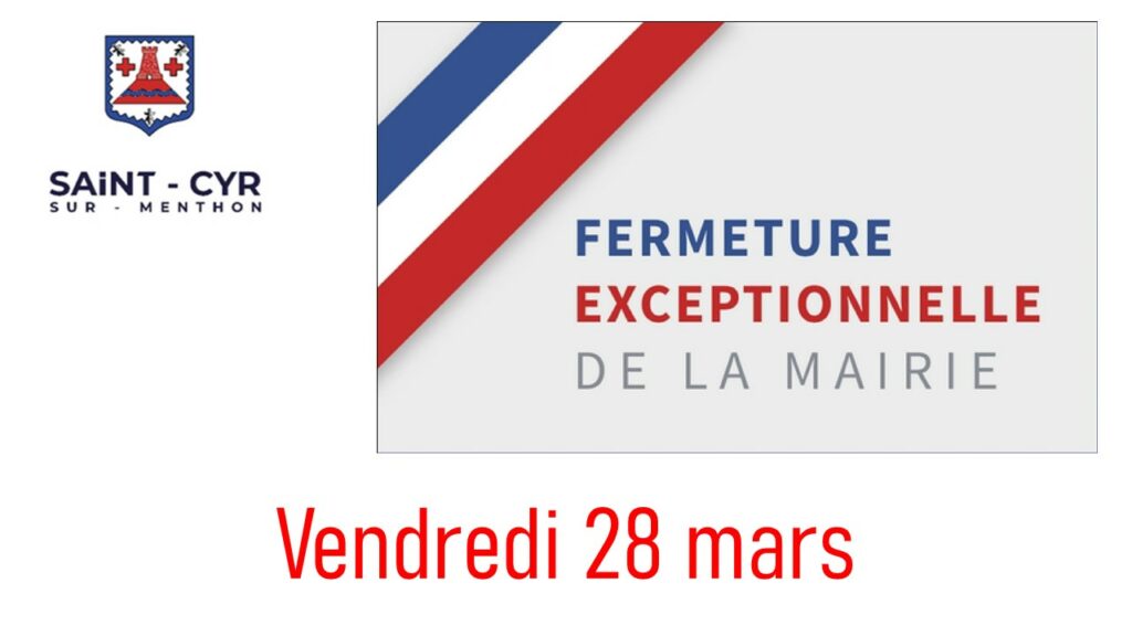 Fermeture accueil mairie 28 mars 2025