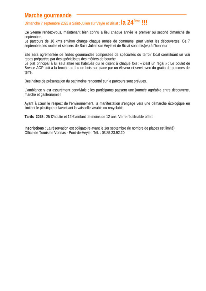 Marche Gourmande Info