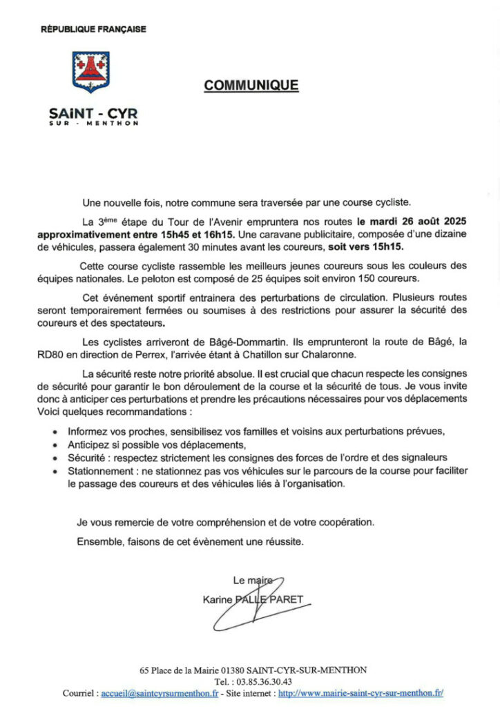 Communiqué Tour de l'Avenir 2025