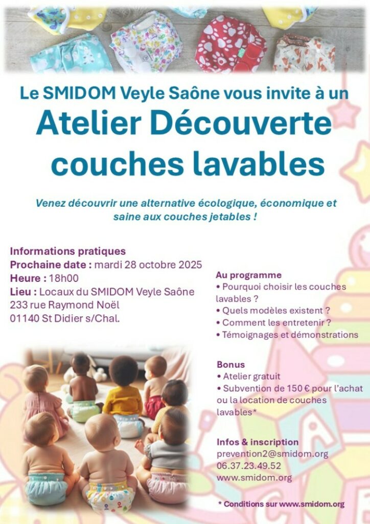 Affiche 28 octobre atelier couches lavables